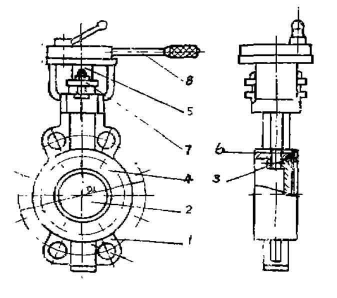 鑄鋼對夾硬密封蝶閥結(jié)構(gòu)圖