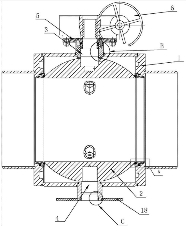 全焊接球閥閥體結(jié)構(gòu)示意圖